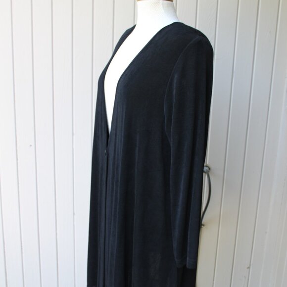 Vintage Vikki Vi Black Slinky Duster Jacket Size Women's 1X Shoulder Pads - Picture 2 of 3